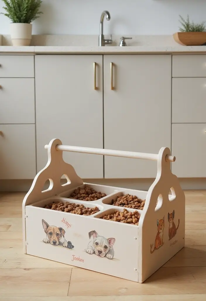 30 Dog Food Storage Ideas That Keep Kibble Fresh and Cute 158 30 Dog Food Storage Ideas That Keep Kibble Fresh and Cute - 26. Pet Food Caddies