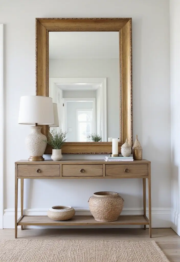 30 Entryway Wall Ideas to Impress Guests from the Start - 1. Statement Mirror