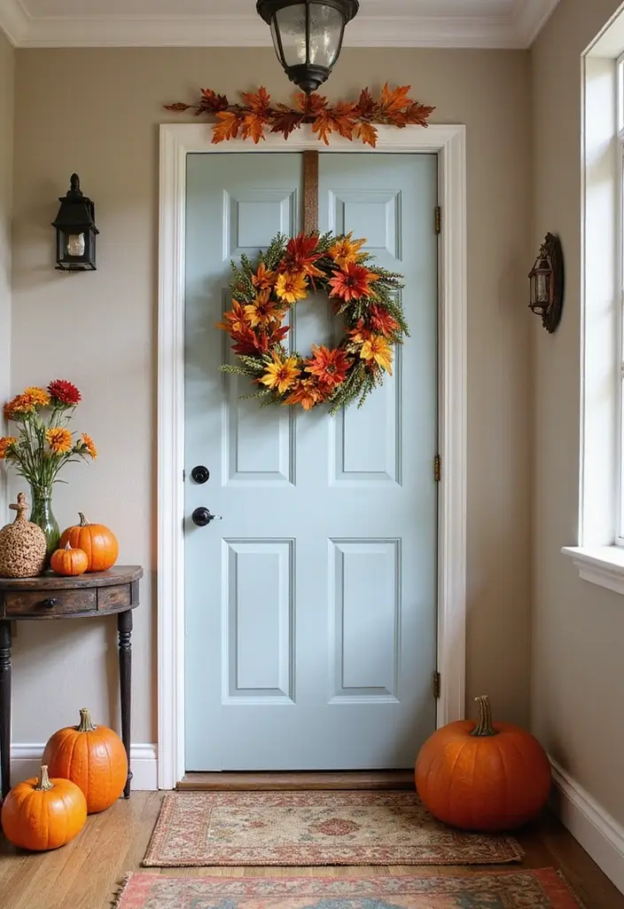 30 Entryway Wall Ideas to Impress Guests from the Start - 11. Seasonal Decor