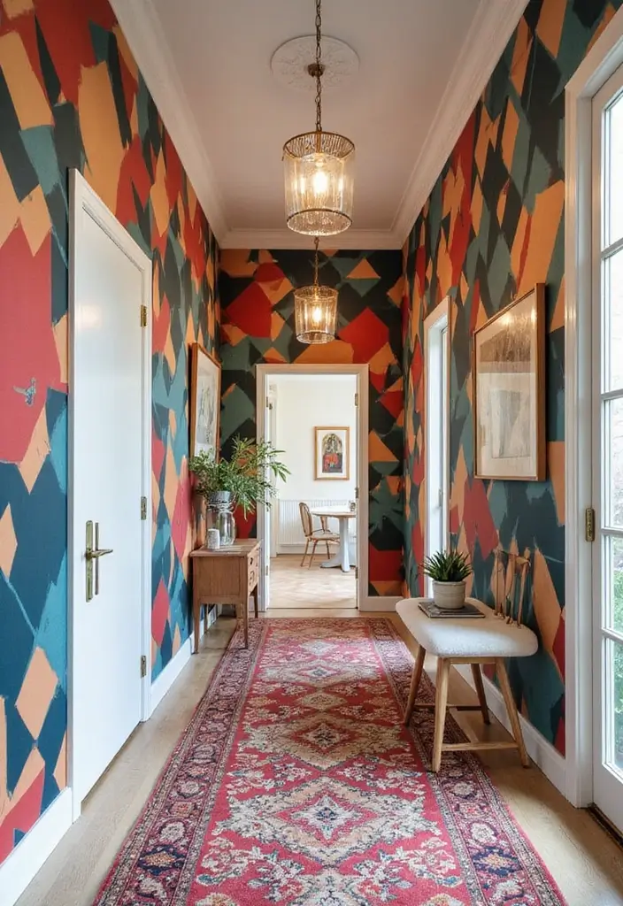 30 Entryway Wall Ideas to Impress Guests from the Start - 15. Geometric Patterns