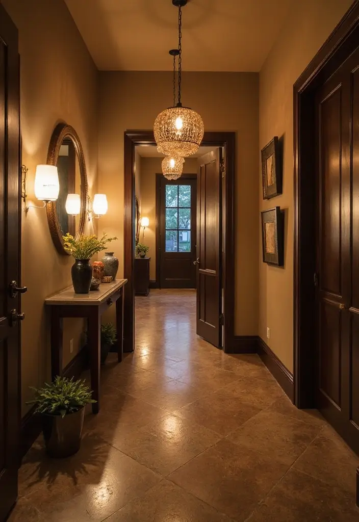 30 Entryway Wall Ideas to Impress Guests from the Start - 20. Creative Lighting Solutions