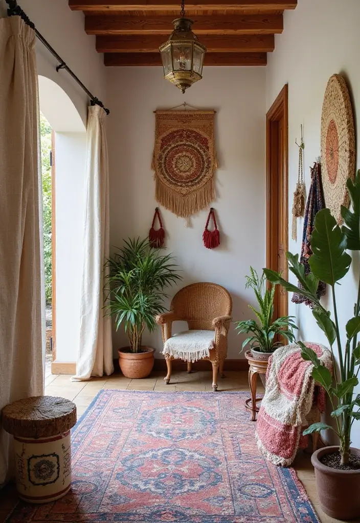 30 Entryway Wall Ideas to Impress Guests from the Start - 29. Bohemian Vibes