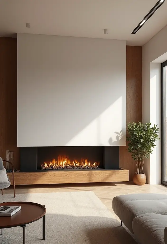 30 Flat Fireplace Wall Ideas for a Sleek Minimalist Look 93 30 Flat Fireplace Wall Ideas for a Sleek Minimalist Look - 15. Warm Wood Accents