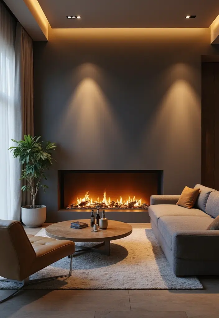 30 Flat Fireplace Wall Ideas for a Sleek Minimalist Look 106 30 Flat Fireplace Wall Ideas for a Sleek Minimalist Look - 18. Subtle Backlighting