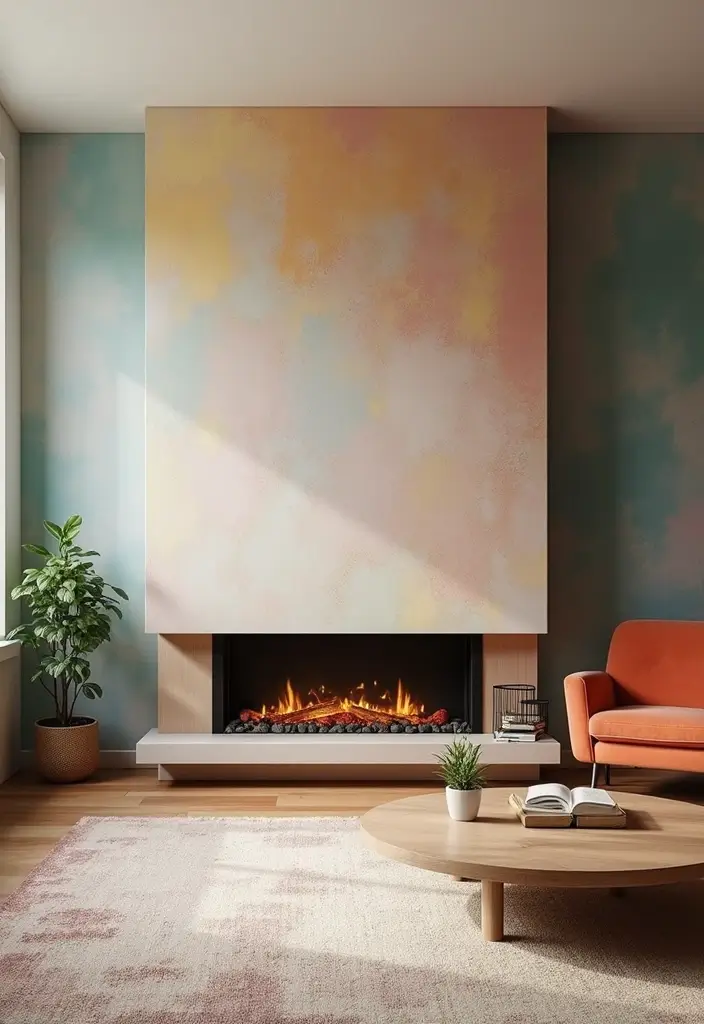 30 Flat Fireplace Wall Ideas for a Sleek Minimalist Look 132 30 Flat Fireplace Wall Ideas for a Sleek Minimalist Look - 22. Artistic Wall Colors