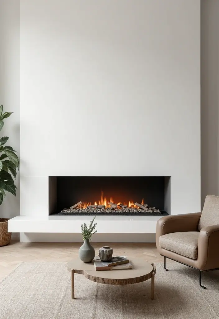 30 Flat Fireplace Wall Ideas for a Sleek Minimalist Look 15 30 Flat Fireplace Wall Ideas for a Sleek Minimalist Look - 3. Floating Hearth Designs