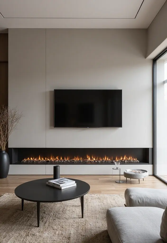 30 Flat Fireplace Wall Ideas for a Sleek Minimalist Look 22 30 Flat Fireplace Wall Ideas for a Sleek Minimalist Look - 4. Sleek Linear Fireplaces