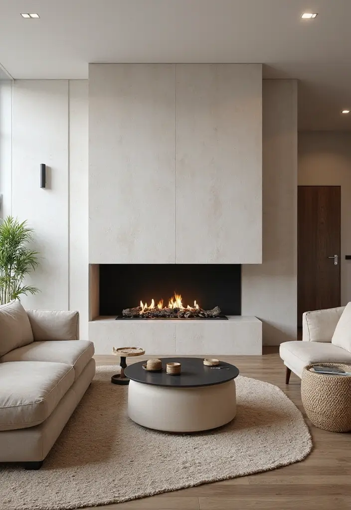 30 Flat Fireplace Wall Ideas for a Sleek Minimalist Look 53 30 Flat Fireplace Wall Ideas for a Sleek Minimalist Look - 9. Unsymmetrical Designs