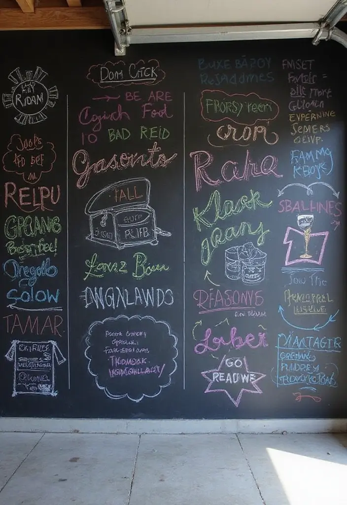 30 Garage Wall Ideas to Organize and Upgrade Your Space - 10. Chalkboard Wall