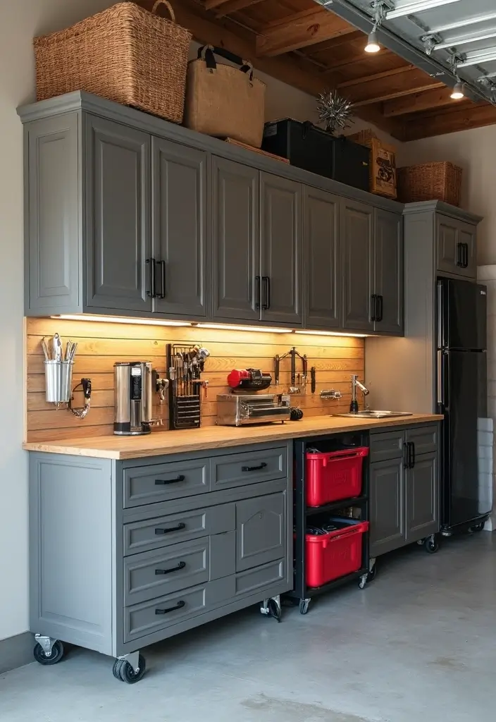 30 Garage Wall Ideas to Organize and Upgrade Your Space - 15. Multi-Functional Furniture