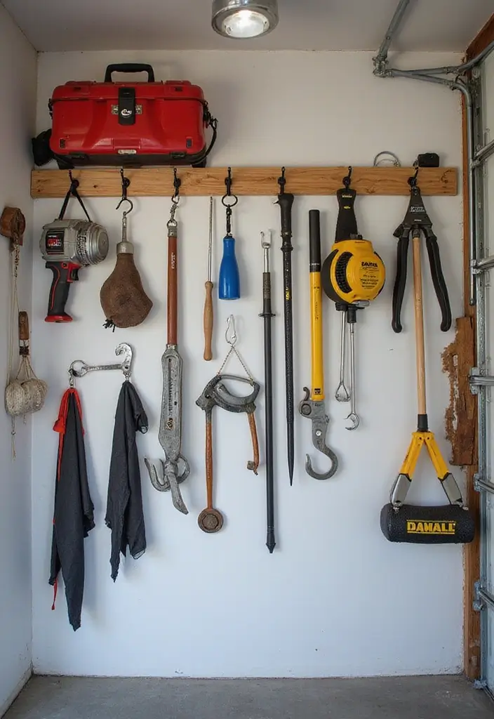 30 Garage Wall Ideas to Organize and Upgrade Your Space - 17. Hooks for Accessories