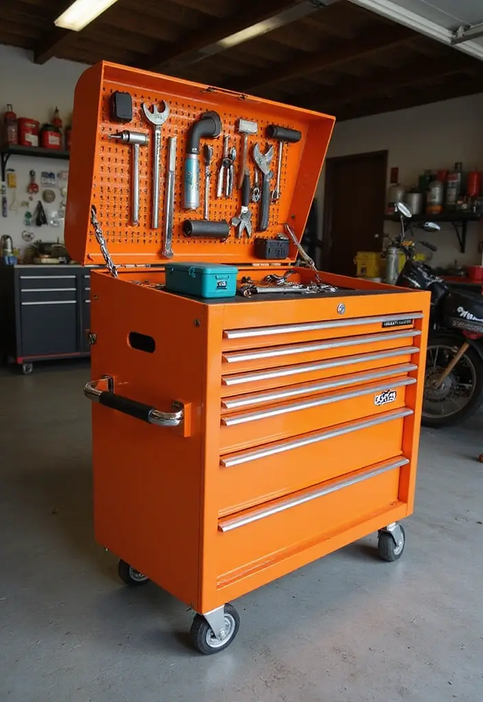 30 Garage Wall Ideas to Organize and Upgrade Your Space - 6. Tool Chest on Wheels