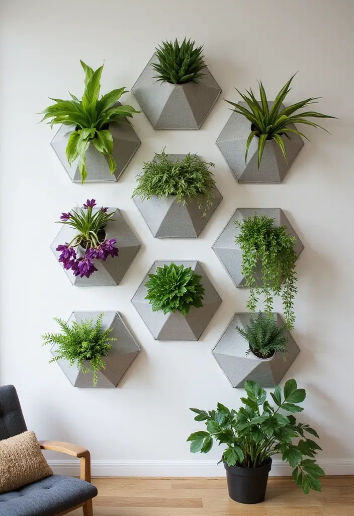 30 Green Wall Ideas for a Fresh and Modern Home - 11. Geometric Planter Wall