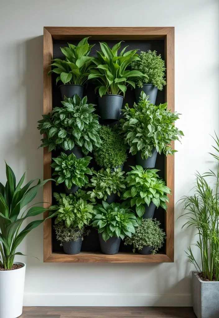 30 Green Wall Ideas for a Fresh and Modern Home - 21. Wall-mounted Vertical Garden Frame