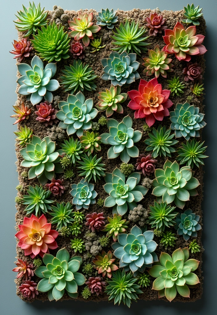 30 Green Wall Ideas for a Fresh and Modern Home - 25. Succulent Wall Garden