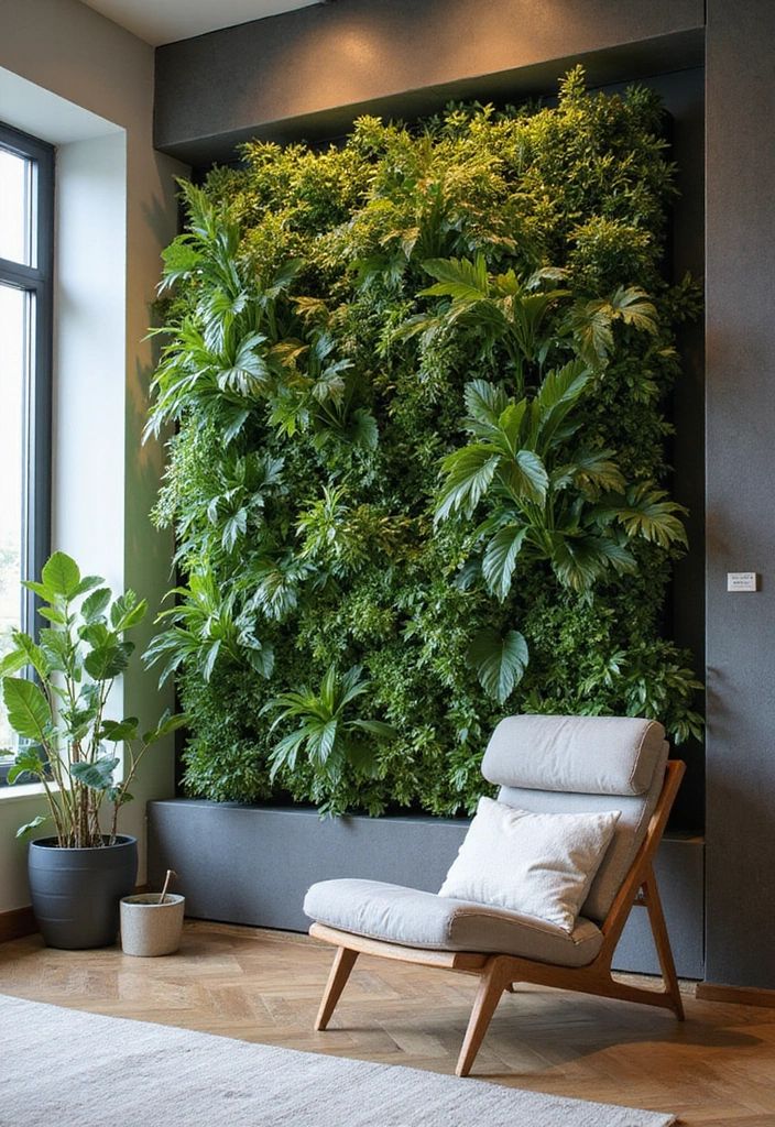 30 Green Wall Ideas for a Fresh and Modern Home - 5. Luxurious Living Wall Feature