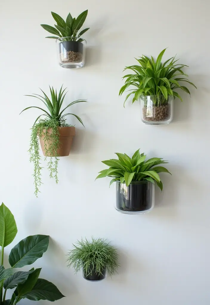 30 Green Wall Ideas for a Fresh and Modern Home - 8. Transparent Wall Planters