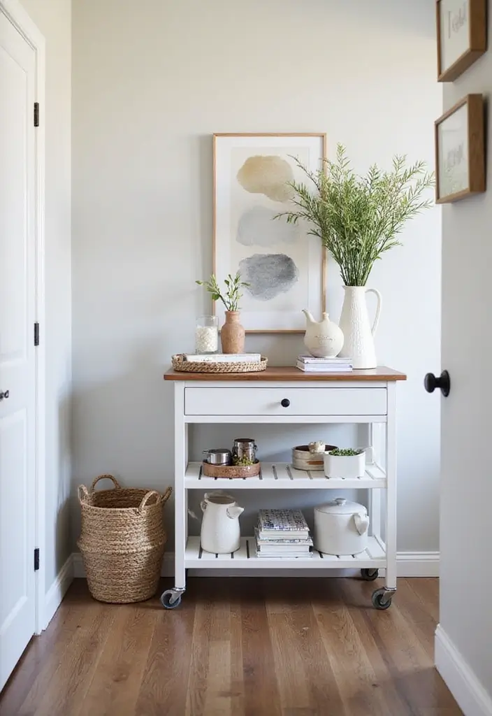 30 Hallway Storage Ideas That Are Both Functional and Chic - 23. Chic Utility Cart