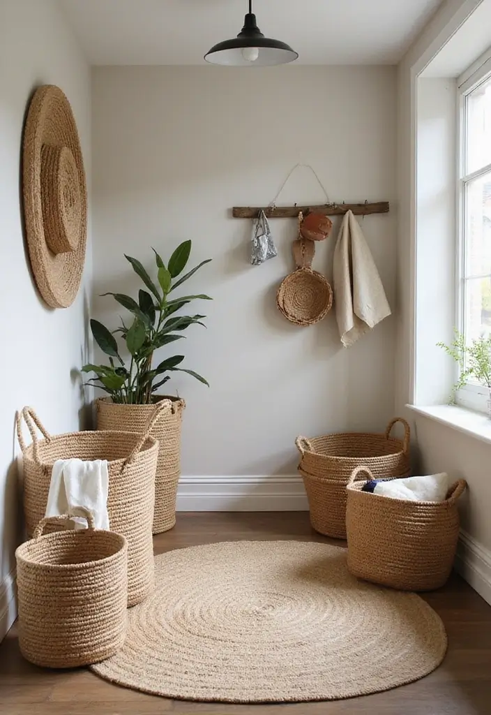 30 Hallway Storage Ideas That Are Both Functional and Chic - 26. Chic Rope Baskets