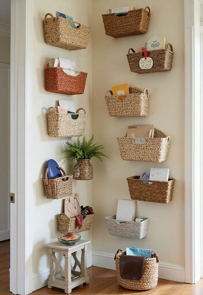 30 Hallway Storage Ideas That Are Both Functional and Chic - 4. Wall-Mounted Baskets