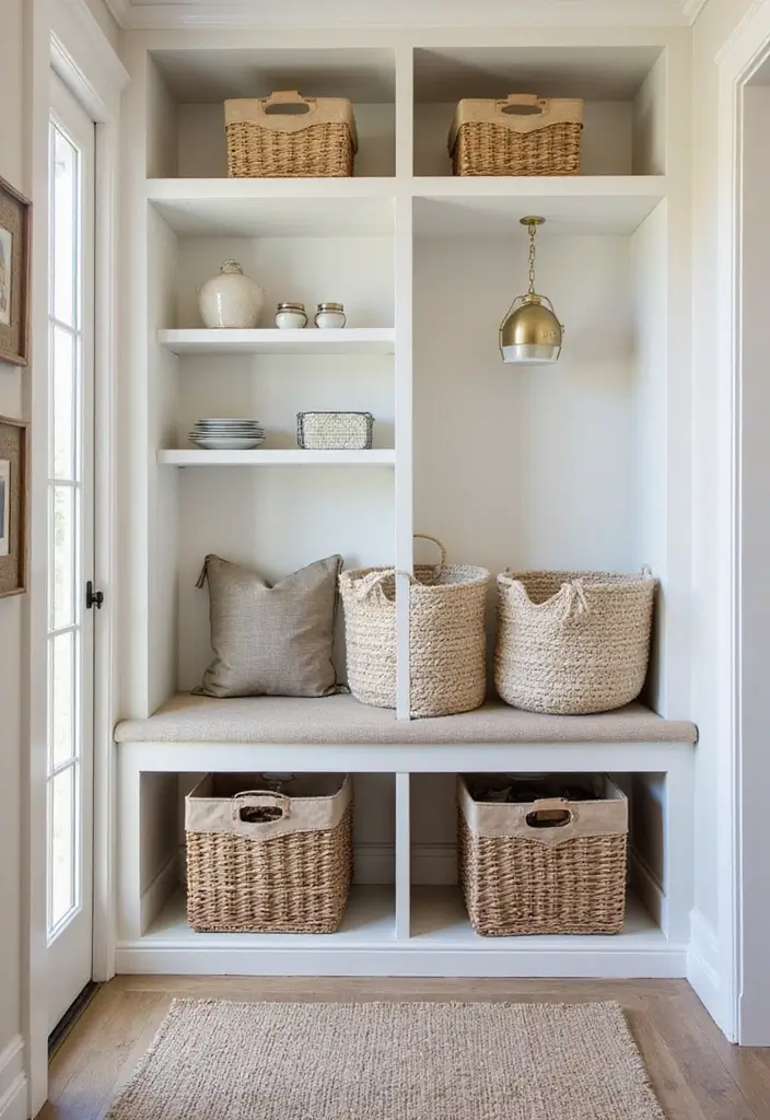 30 Hallway Storage Ideas That Are Both Functional and Chic - 8. Under-Bench Storage