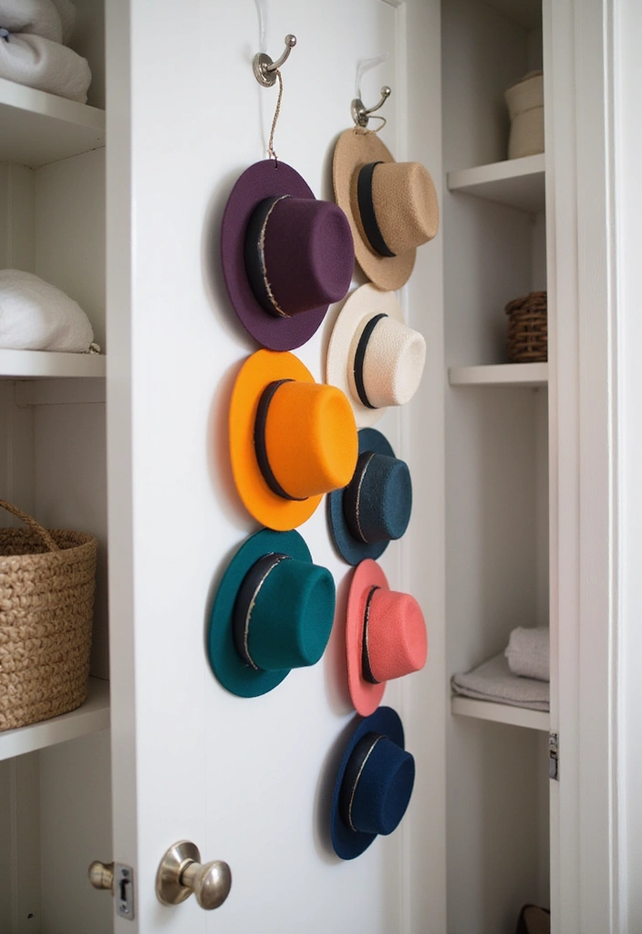 30 Hat Storage Ideas That Keep Your Collection Looking Sharp 63 30 Hat Storage Ideas That Keep Your Collection Looking Sharp - 11. Closet Door Hooks