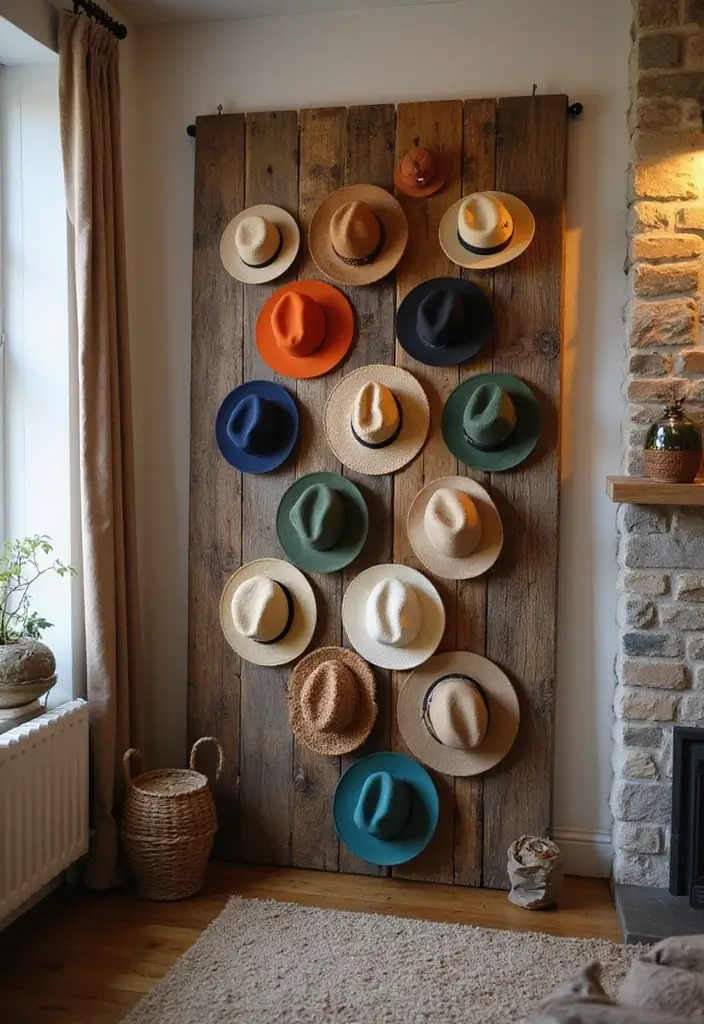 30 Hat Storage Ideas That Keep Your Collection Looking Sharp 92 30 Hat Storage Ideas That Keep Your Collection Looking Sharp - 16. Reclaimed Wood Displays