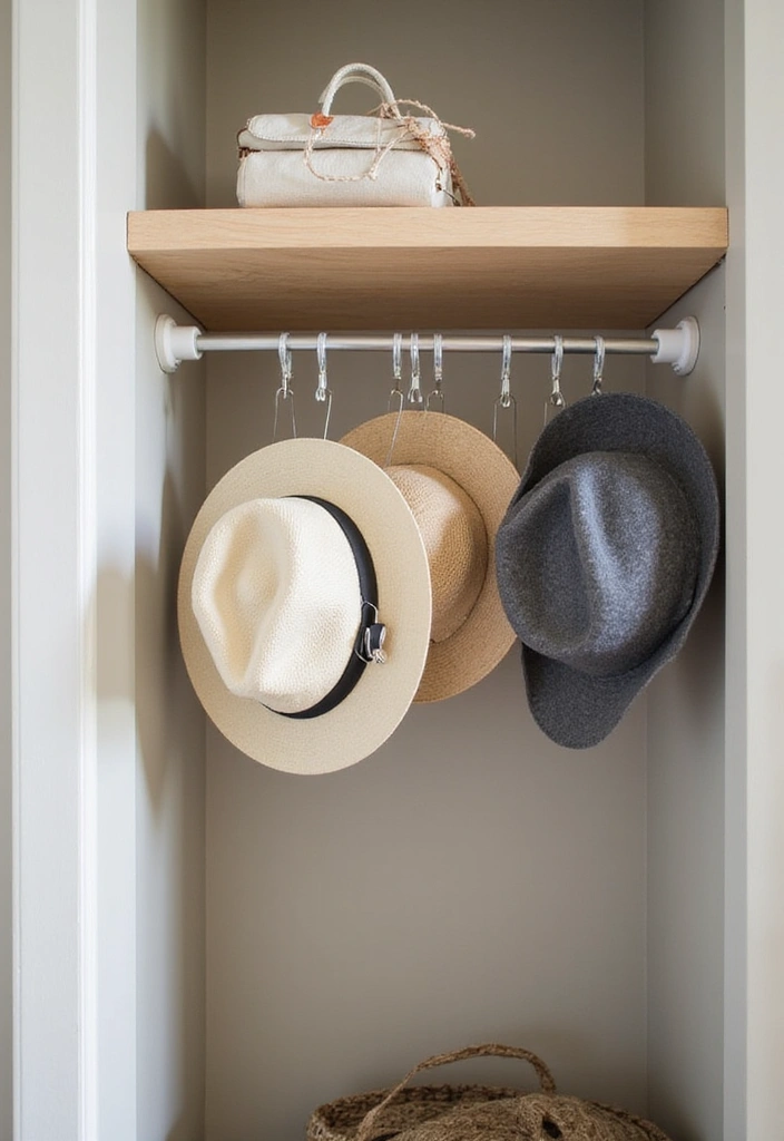 30 Hat Storage Ideas That Keep Your Collection Looking Sharp 144 30 Hat Storage Ideas That Keep Your Collection Looking Sharp - 24. Creative Use of Tension Rods