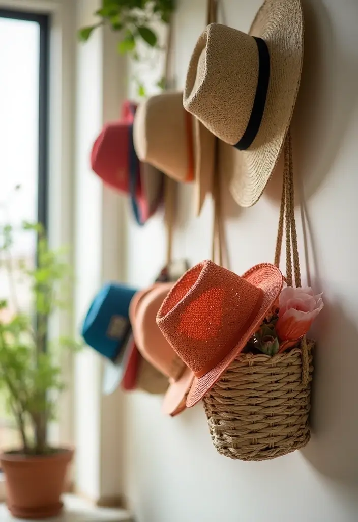 30 Hat Storage Ideas That Keep Your Collection Looking Sharp 44 30 Hat Storage Ideas That Keep Your Collection Looking Sharp - 8. Hanging Hat Baskets