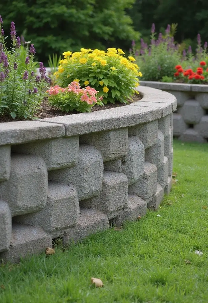 30 Inexpensive Retaining Wall Ideas That Look Amazing - 10. Cinder Block Wall