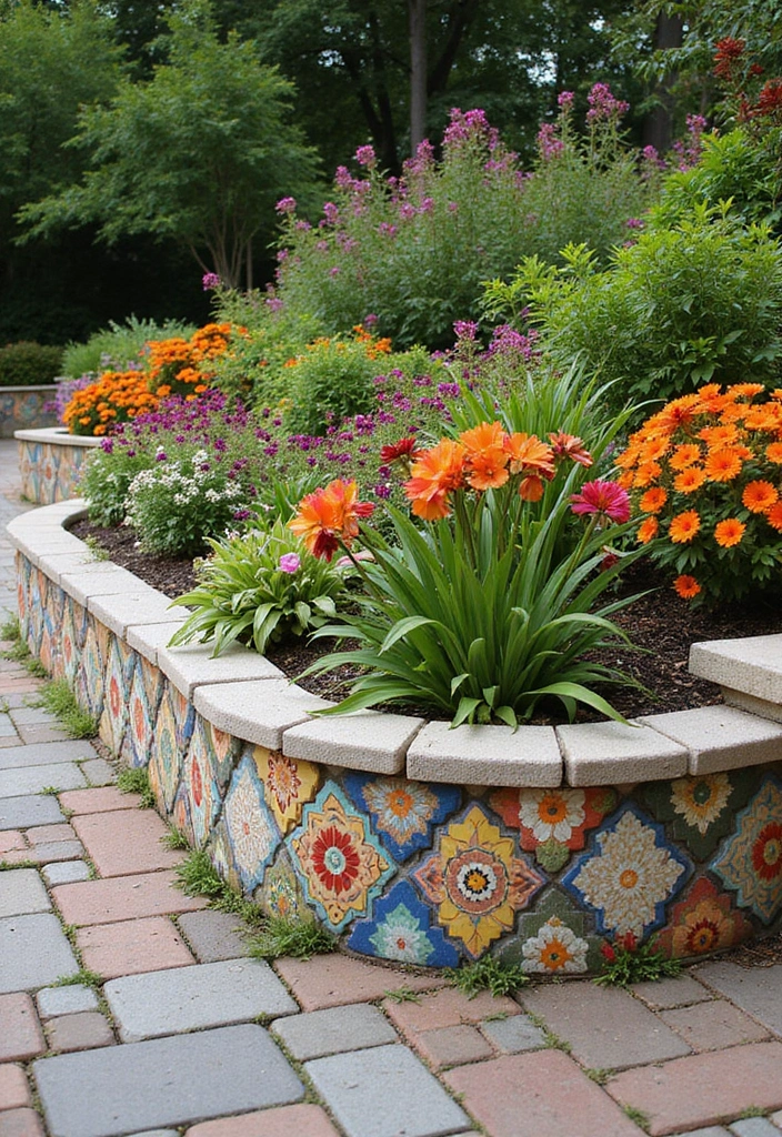 30 Inexpensive Retaining Wall Ideas That Look Amazing - 14. Colorful Retaining Wall Tiles