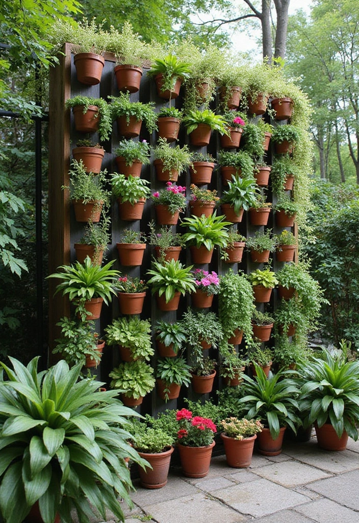 30 Inexpensive Retaining Wall Ideas That Look Amazing - 18. Vertical Planters on a Wall