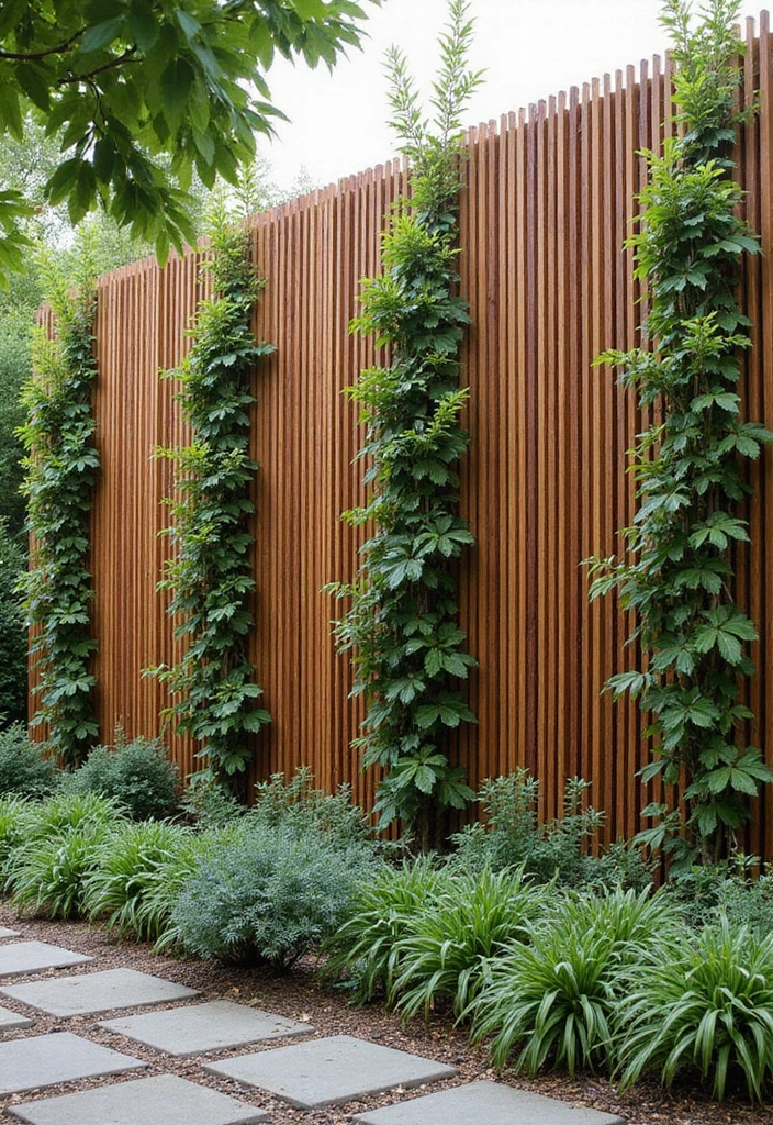 30 Inexpensive Retaining Wall Ideas That Look Amazing - 24. Vertical Wood Slat Wall