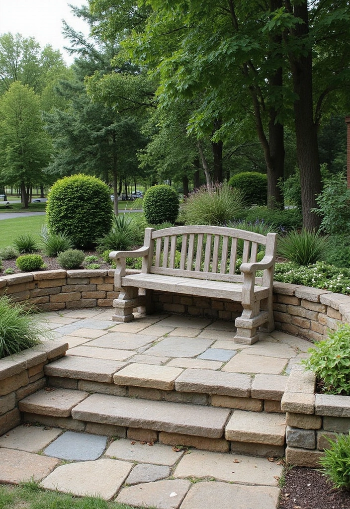 30 Inexpensive Retaining Wall Ideas That Look Amazing - 29. Stone Bench Retaining Wall