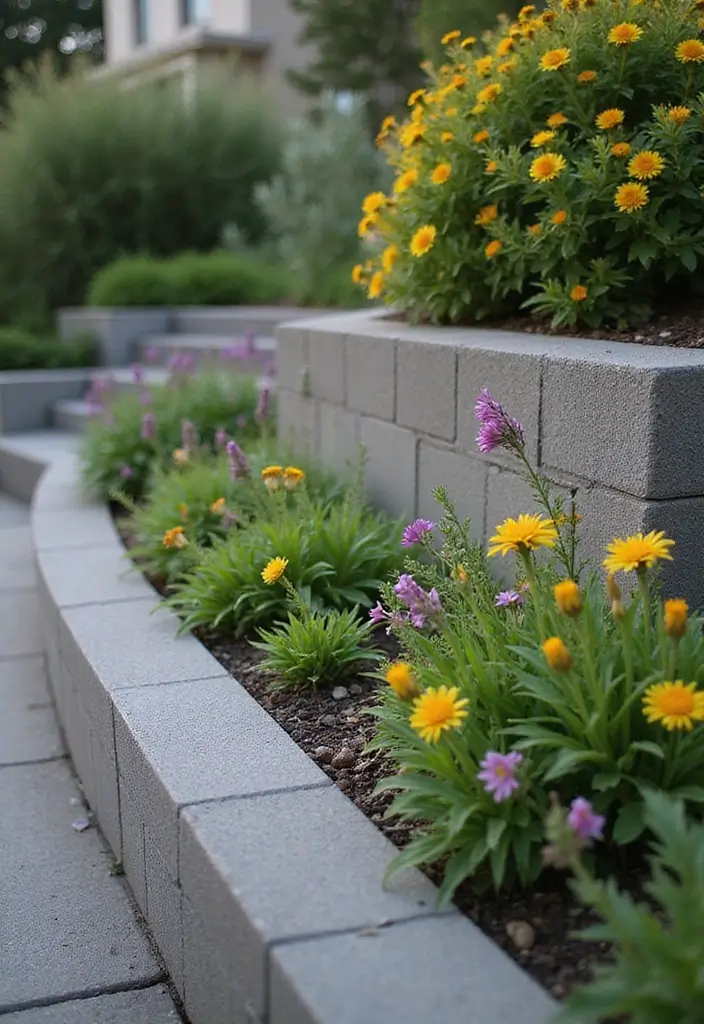 30 Inexpensive Retaining Wall Ideas That Look Amazing - 3. Concrete Block Wall