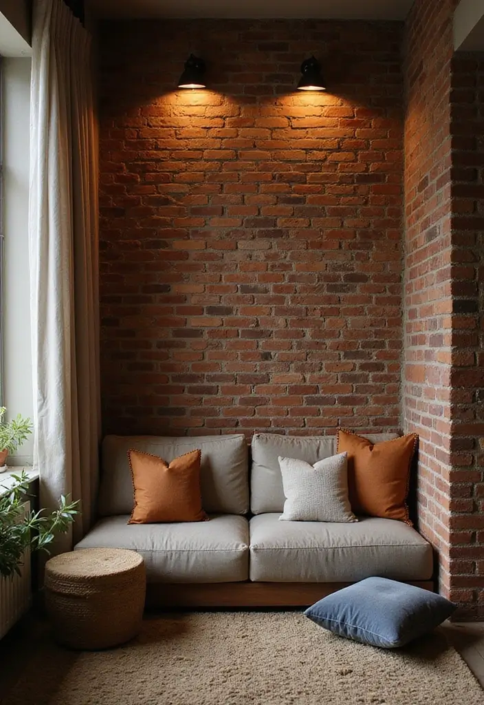 30 Interior Brick Wall Ideas for a Timeless Look 136 30 Interior Brick Wall Ideas for a Timeless Look - 22. Cozy Nook with Brick Accents