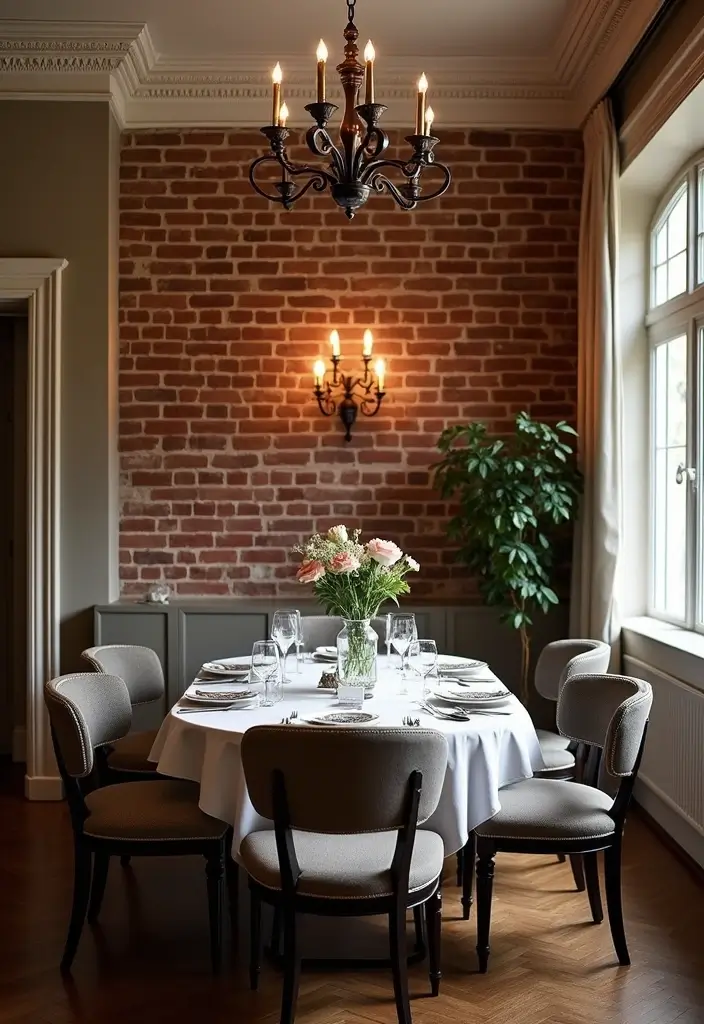 30 Interior Brick Wall Ideas for a Timeless Look 143 30 Interior Brick Wall Ideas for a Timeless Look - 23. Brick Wall with Decorative Molding