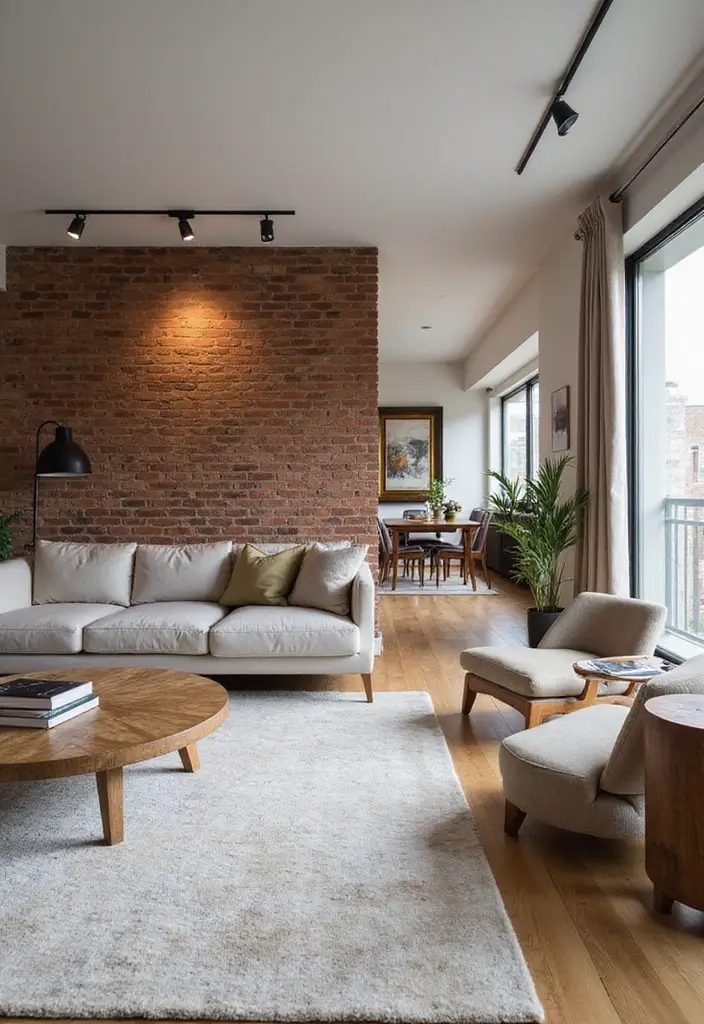30 Interior Brick Wall Ideas for a Timeless Look 43 30 Interior Brick Wall Ideas for a Timeless Look - 7. Brick Accents in Open Spaces