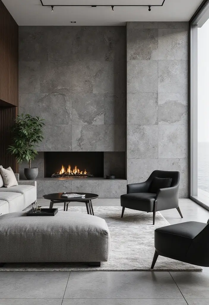30 Interior Stone Wall Ideas for a Natural Elegant Touch 86 30 Interior Stone Wall Ideas for a Natural Elegant Touch - 14. Elegant Stone Wall with Monochrome Furniture
