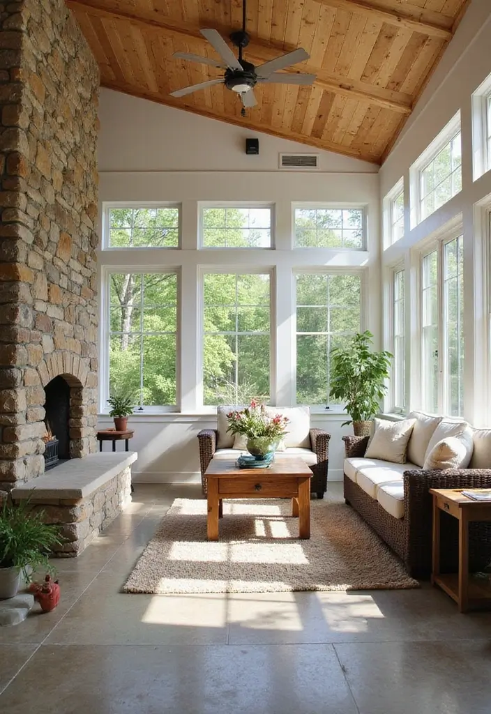 30 Interior Stone Wall Ideas for a Natural Elegant Touch 112 30 Interior Stone Wall Ideas for a Natural Elegant Touch - 18. Outdoor-Style Stone Wall in Sunroom