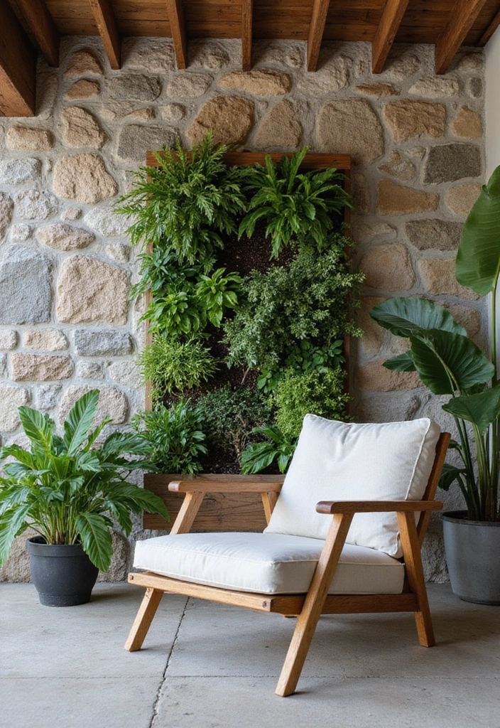 30 Interior Stone Wall Ideas for a Natural Elegant Touch 138 30 Interior Stone Wall Ideas for a Natural Elegant Touch - 22. Stone Wall with Vertical Garden