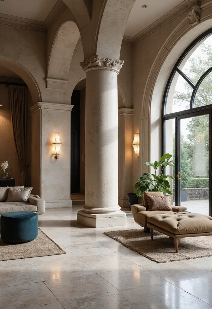 30 Interior Stone Wall Ideas for a Natural Elegant Touch 145 30 Interior Stone Wall Ideas for a Natural Elegant Touch - 23. Refining Space with a Stone Column