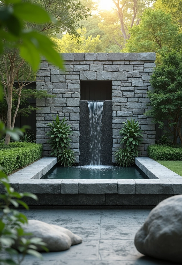 30 Interior Stone Wall Ideas for a Natural Elegant Touch 159 30 Interior Stone Wall Ideas for a Natural Elegant Touch - 25. Stone Wall with Water Feature