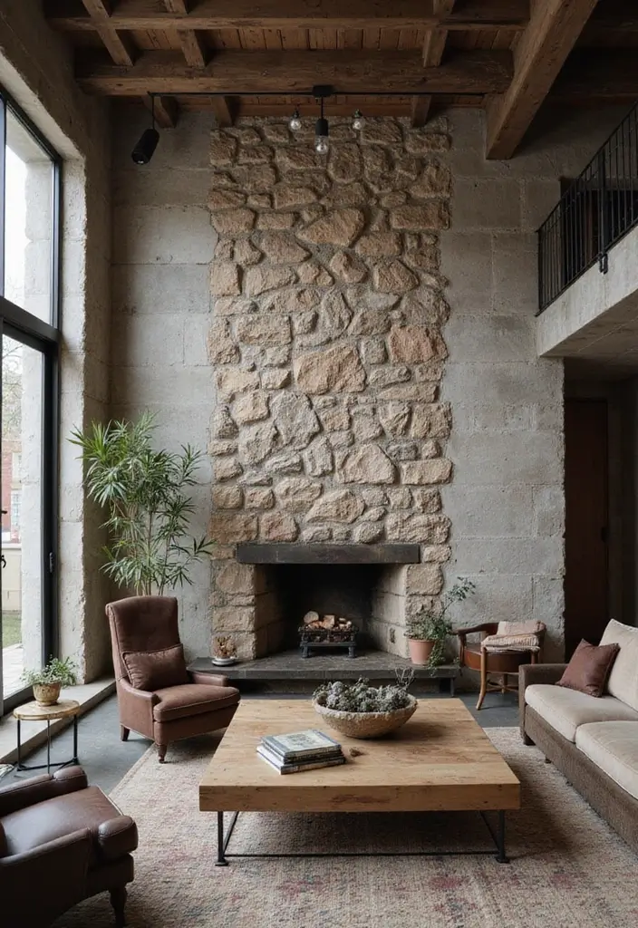 30 Interior Stone Wall Ideas for a Natural Elegant Touch 50 30 Interior Stone Wall Ideas for a Natural Elegant Touch - 8. Industrial Style Stone Wall
