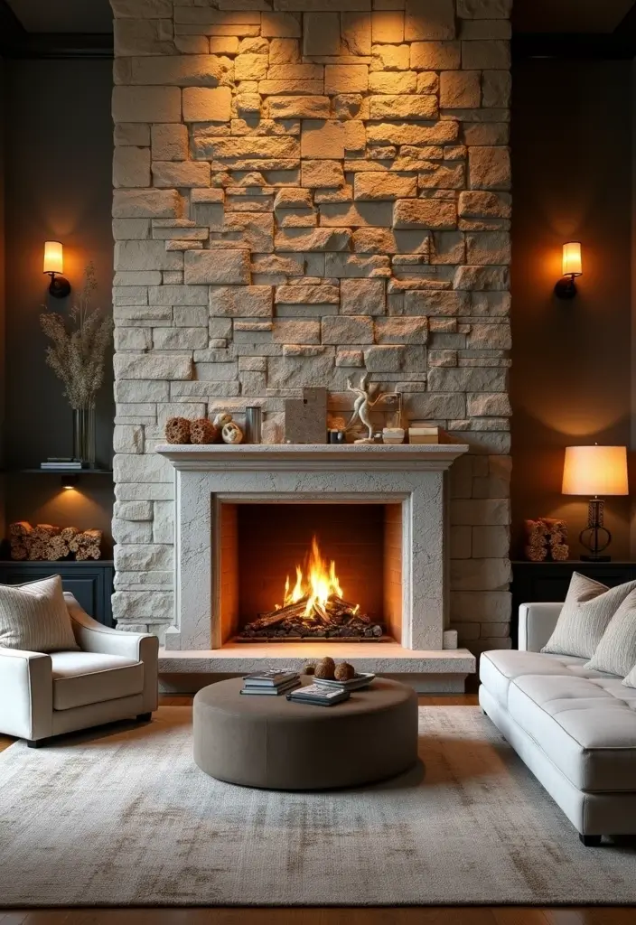 30 Interior Stone Wall Ideas for a Natural Elegant Touch 53 30 Interior Stone Wall Ideas for a Natural Elegant Touch - 9. Elegant Stone Fireplace Wall