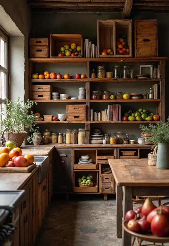 30 Kitchen Storage Ideas to Maximize Space and Style - 14. Stylish Wood Crates