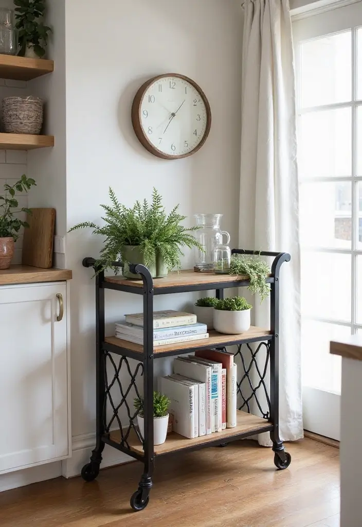 30 Kitchen Storage Ideas to Maximize Space and Style - 20. Bar Cart Storage