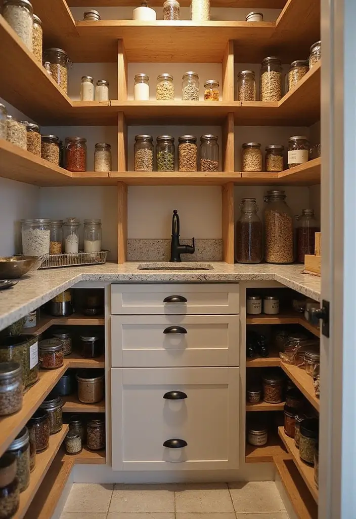 30 Kitchen Storage Ideas to Maximize Space and Style - 23. Open Shelving in the Pantry