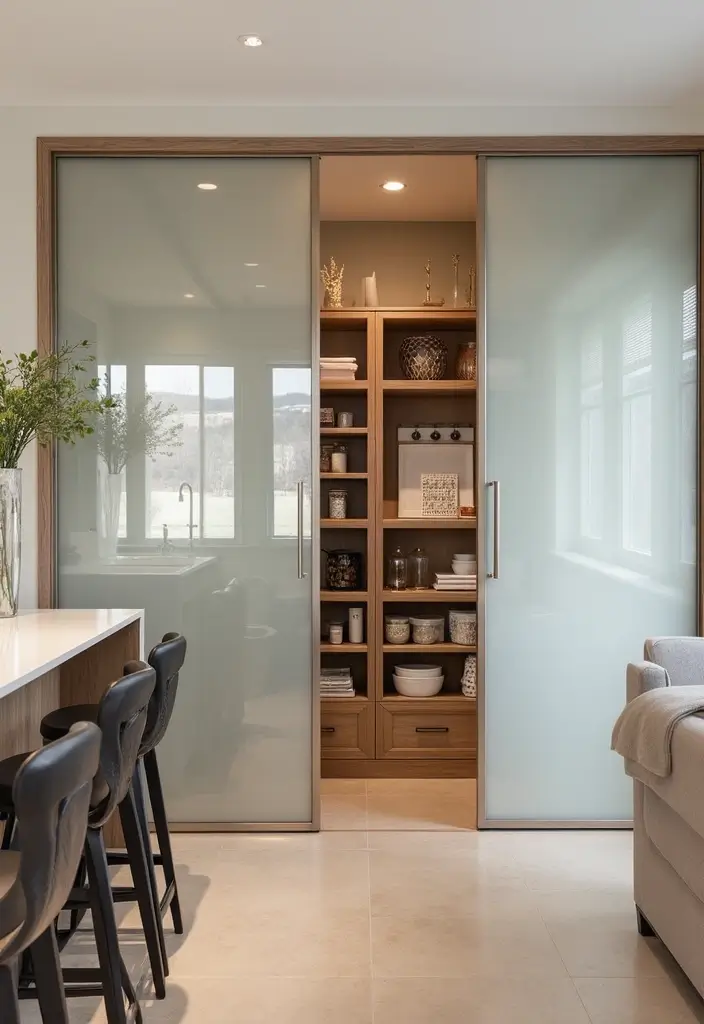 30 Kitchen Storage Ideas to Maximize Space and Style - 27. Sliding Pantry Doors