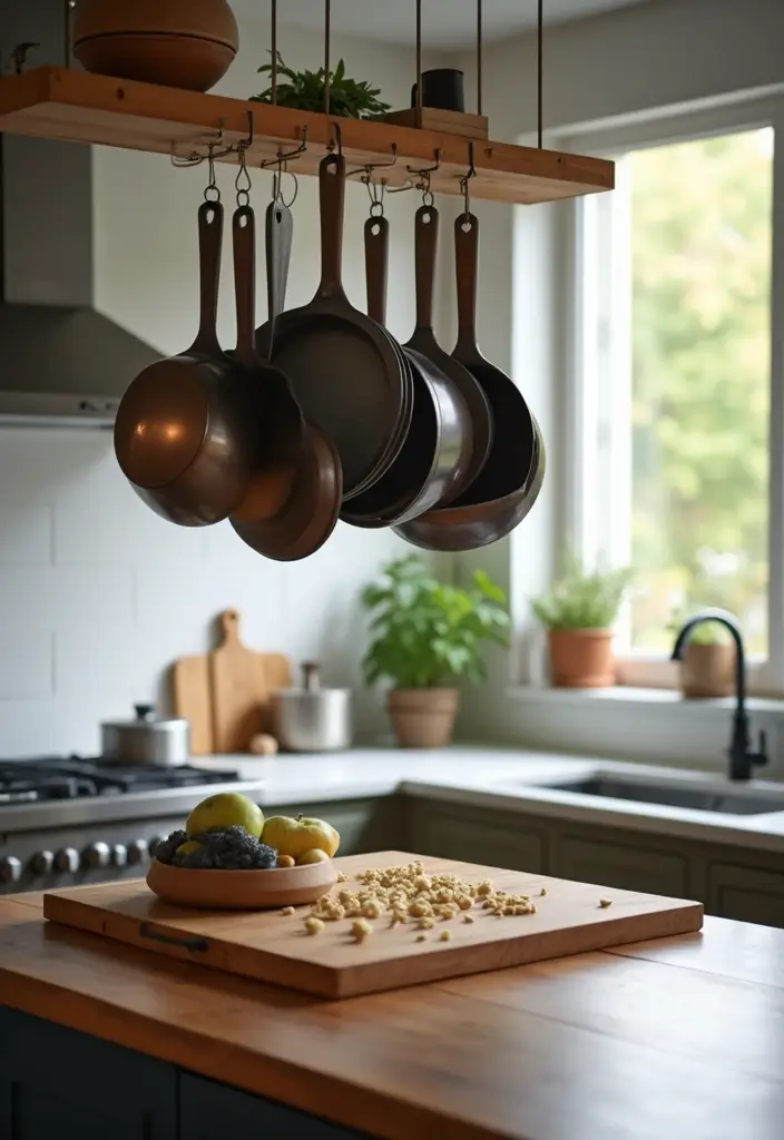 30 Kitchen Storage Ideas to Maximize Space and Style - 6. Hooks for Pots and Pans